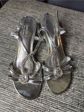 Women's Silver Rhinestone Evening Sandals